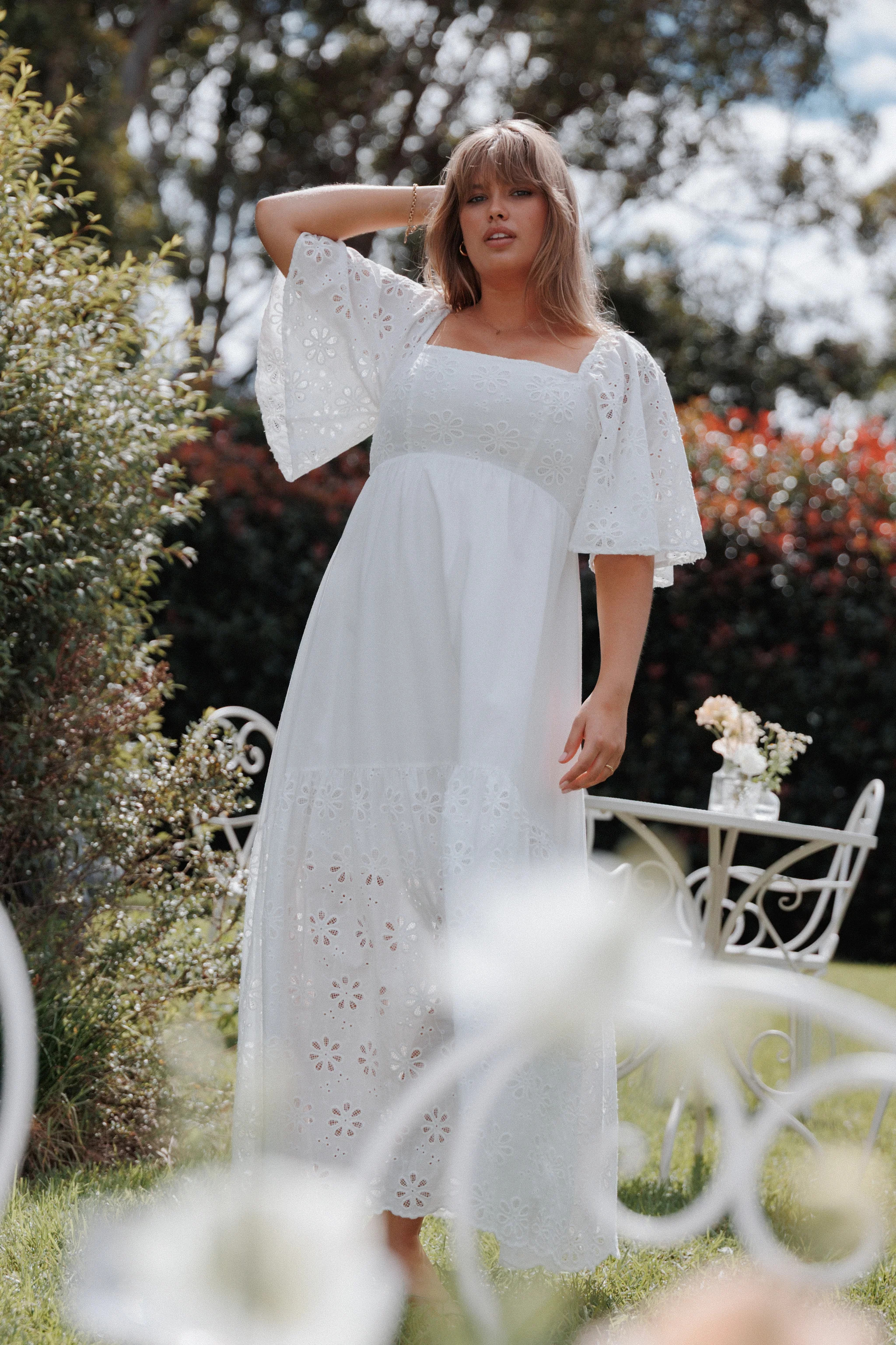 Xana Maxi Dress - White Broderie | Petal & Pup (US)