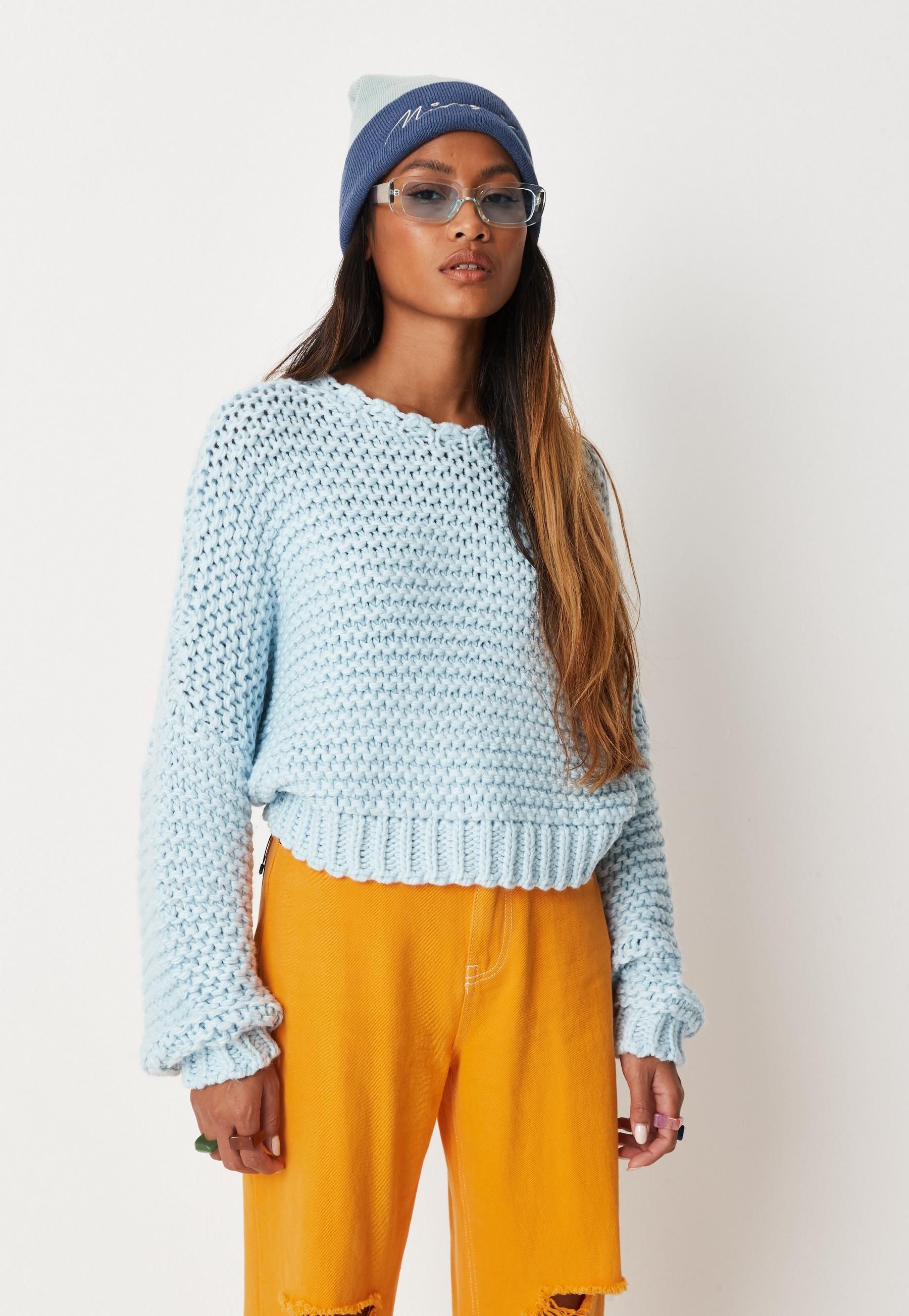 Missguided - Recycled Blue Handknit Sweater | Missguided (US & CA)