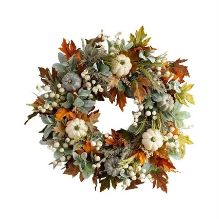Decorative Wreath Clearance! Tanune Pumpkin Wreathfall Pumpkin Wreath Fall Year Round Wreath for Front Door Artificial Fall Wreath Fall Front Door Wreath Family Farmhouse Decor and Thanksgiving Wreath | Walmart (US)