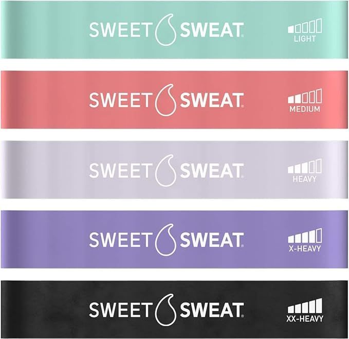 Sweet Sweat Mini Loop Resistance Bands - Set of 5 | Exercise Hip Booty Bands for Squats, Lunges, ... | Amazon (US)