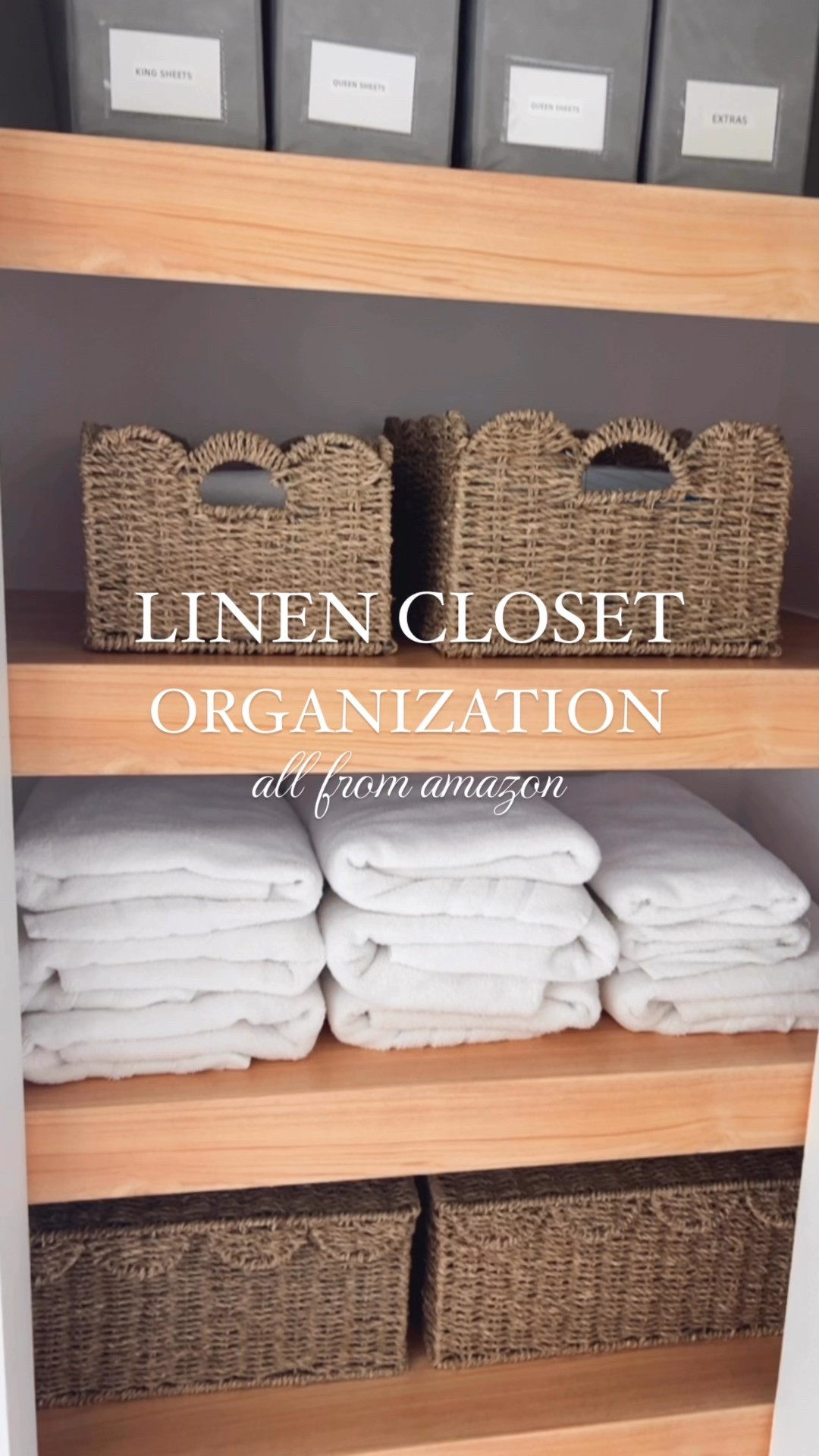 Linen Closet Organization 
Part 2 of my linen closet makeover is here! After upgrading my old wire shelves with these wood-look covers, I added my favorite Amazon storage baskets, acrylic bins, and the best sheet organizers. Loving how fresh and organized it feels.🤍

#LTKHome #LTKStyleTip #LTKFamily