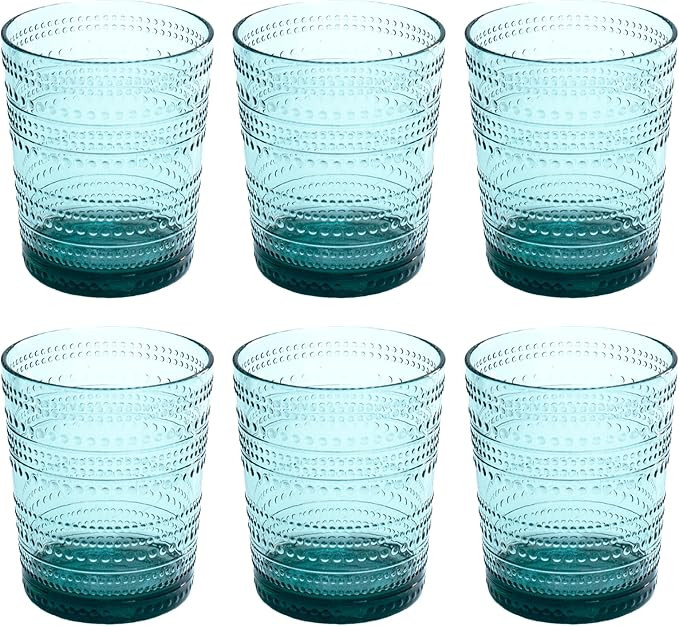 Beaded Double Old Fashioned Drinkware, Indoor/Outdoor, Sea Green, 15.6 oz., Set of 6 | Amazon (US)