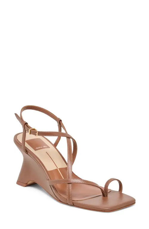 Dolce Vita Aylee Slingback Wedge Sandal in Cognac Leather at Nordstrom, Size 9.5 | Nordstrom