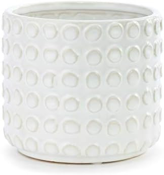 DEMDACO Dimple Glossy White 6 x 6 Ceramic Stoneware Decorative Container Vase Planter | Amazon (US)