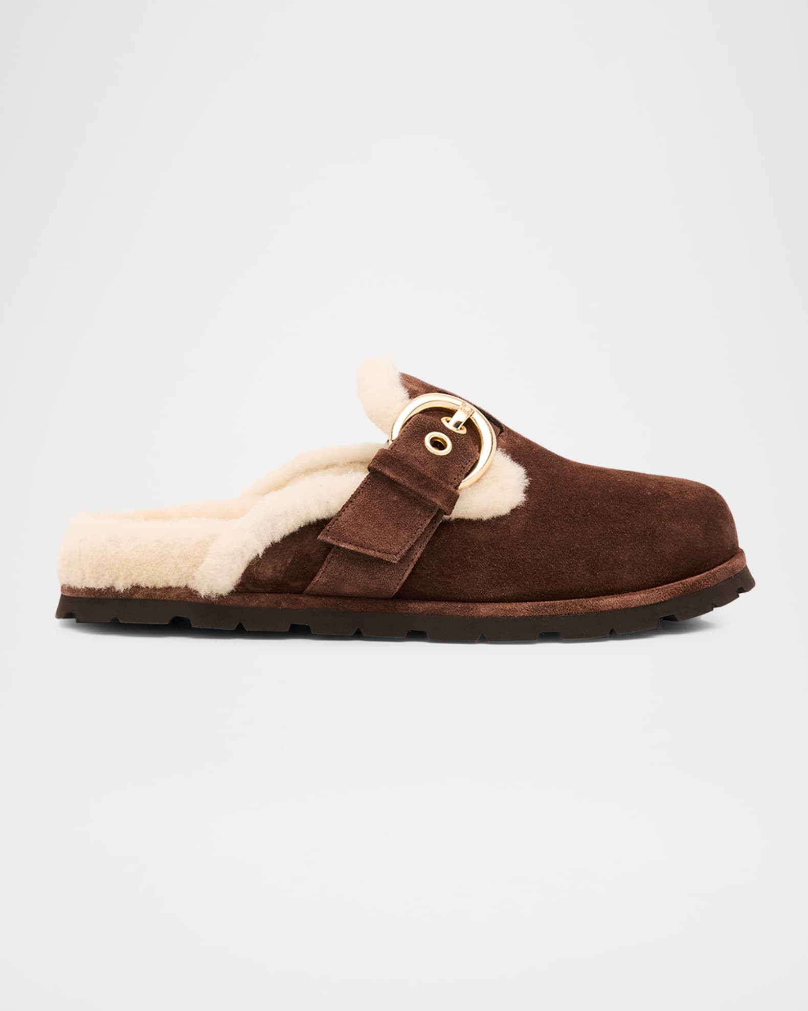 Chrystie Shearling-Lined Suede Mules | Neiman Marcus