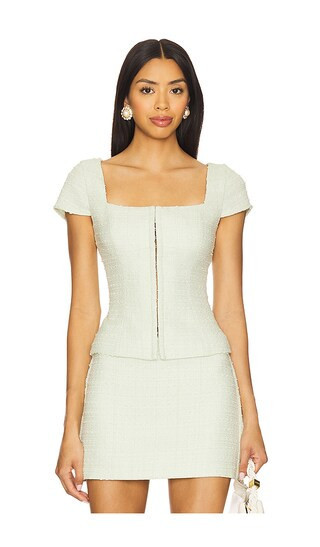 Amanda Uprichard Short Sleeve Antonia Top in Mint. - size L | Revolve Clothing (Global)