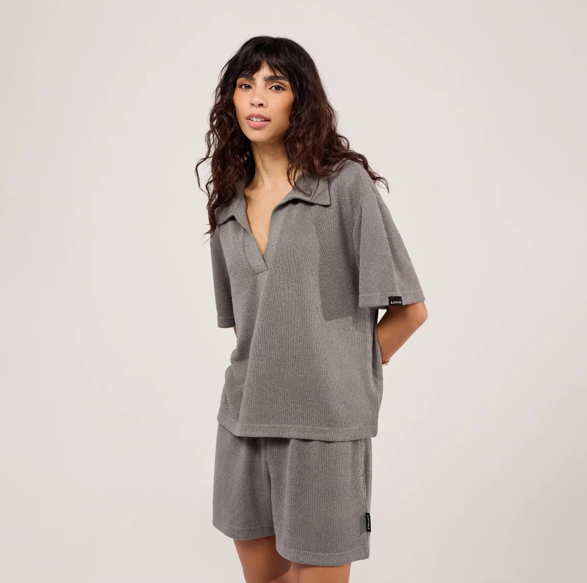 Lightweight Collared Knit Set - Slate Green | LOVALL