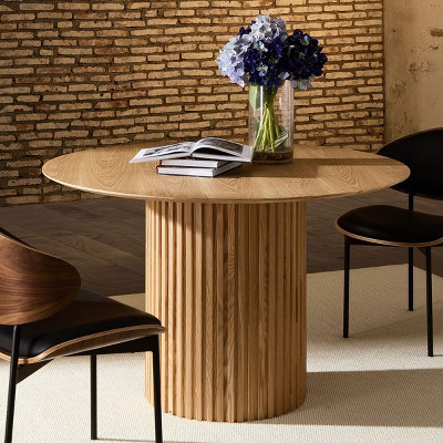 Round Dining Table,Mid-Century Modern Oak Dining Table,Round Dining Table On Pedestal,Dining Table For Dining Room,Living Room-Cuddlewood | Target