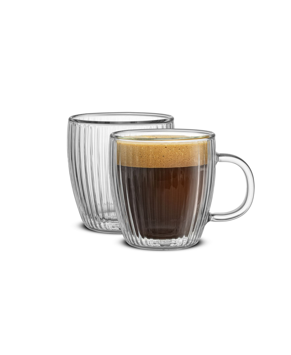 JoyJolt Fluted Glass 5.4oz Espresso Mugs, Set of 2 - Clear | Macy's