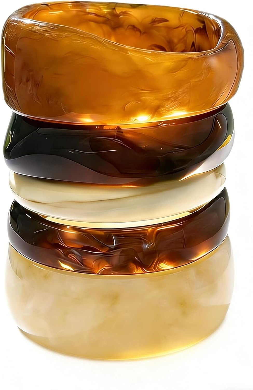 5 PCS Acrylic Resin Bracelet Set For Women Chunky Bangle Bracelets | Amazon (US)