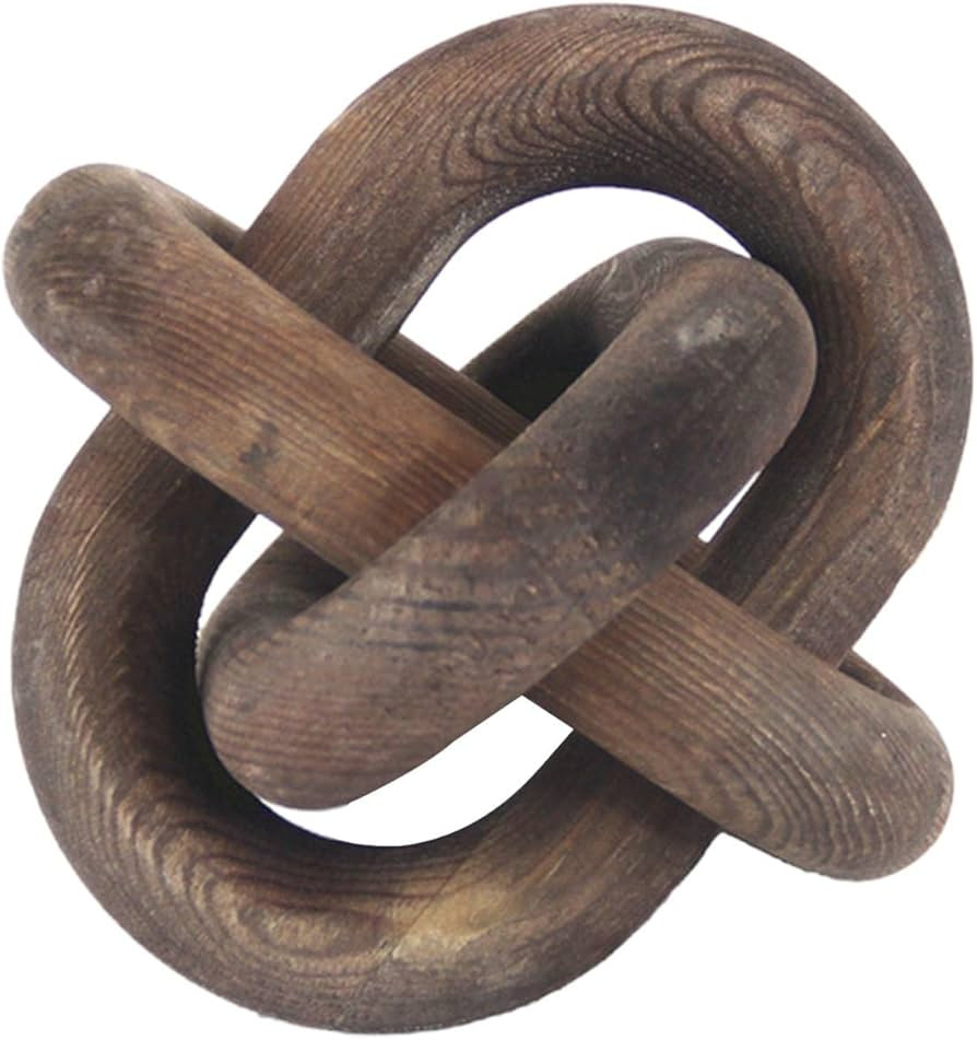 SM SunniMix Wood Chain Decorations 3 Link Wooden Knot for Home Farmhouse Rustic Accessory, Brown | Amazon (UK)