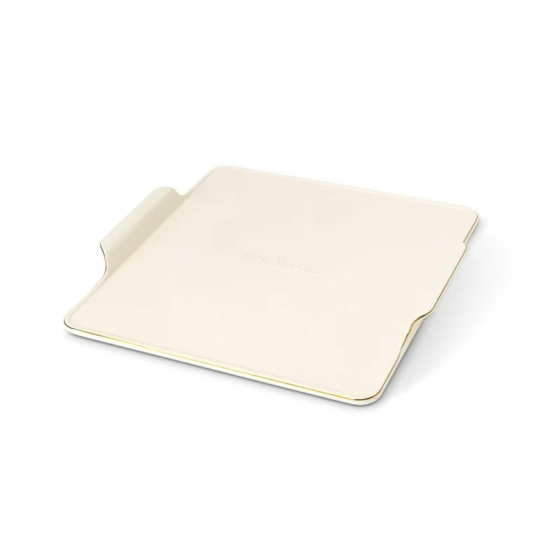 Thyme & Table 15-Inch Square Ceramic Baking Stone with Handles - White Ribbed | Walmart (US)