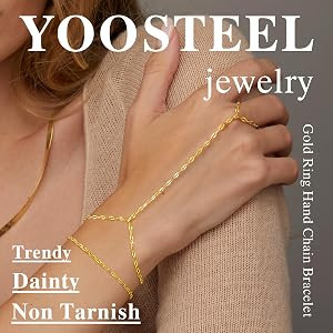 Yoosteel Hand Chain Bracelet for Women - Dainty 14K-Gold-Plated Finger Ring Hand Chains Layered T... | Amazon (US)