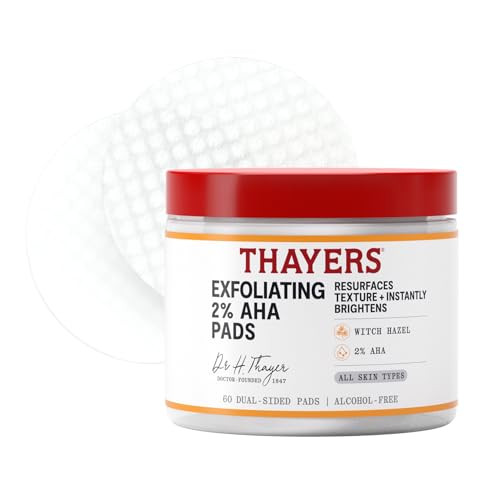 Thayers Exfoliating 2% AHA Toner Pads, Dual-Sided Exfoliating Pads with Witch Hazel, Glycolic Acid and Lactic Acid to Resurface Skin Texture and Instantly Brighten, For All Skin Types, 60 Count | Amazon (US)