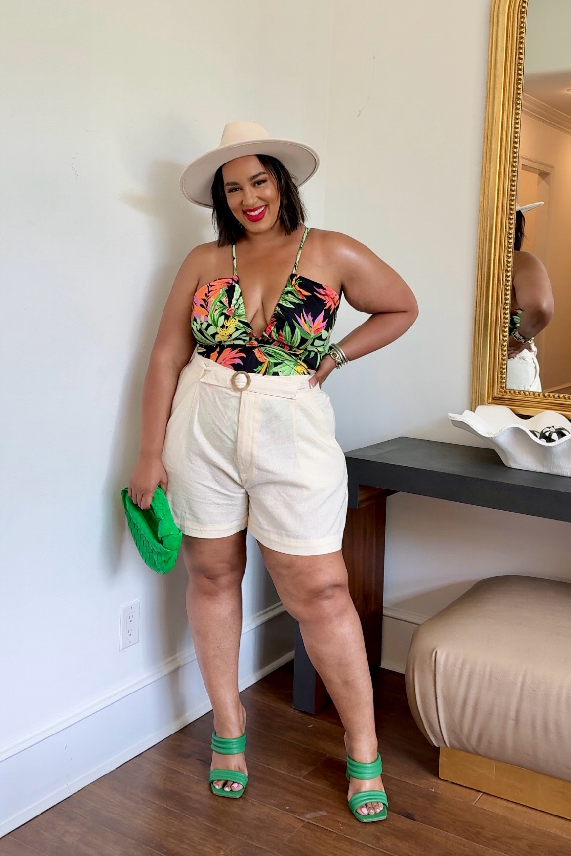 This swimsuit combined with these shorts create the perfect resort look. I love this style of swimsuit from @walmart @sofiavergara it offers support and style. #walmartpartner @walmartfashion #walmartfashion 

#LTKMidsize #LTKPlusSize #LTKSwim