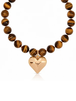 Luck and Love Tiger's Eye Heart Necklace | Ettika