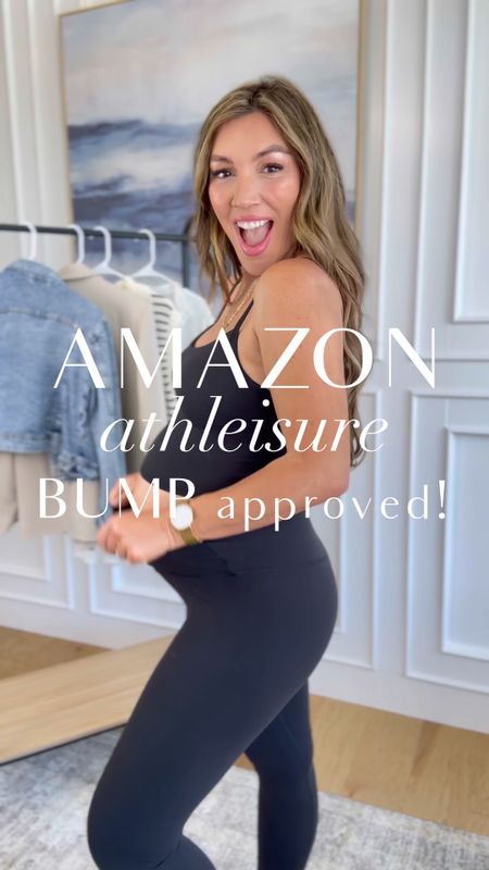 #lookforless #amazon #athleisure 
The ONLY workout looks I can wear right now in my third trimester! Wearing size medium! 

#LTKfitness #LTKfindsunder50 #LTKbump