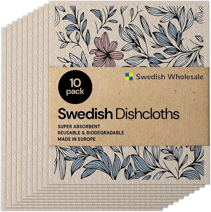 Swedish Wholesale Swedish DishCloths for Kitchen- 10 Pack Reusable Paper Towels Washable - Eco Fr... | Amazon (US)