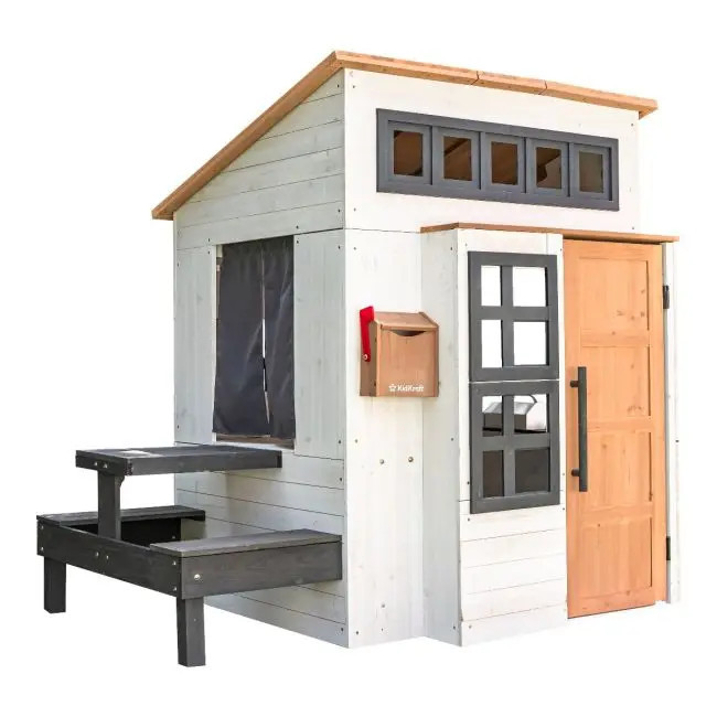 Modern Outdoor Playhouse - White & Raven | KidKraft