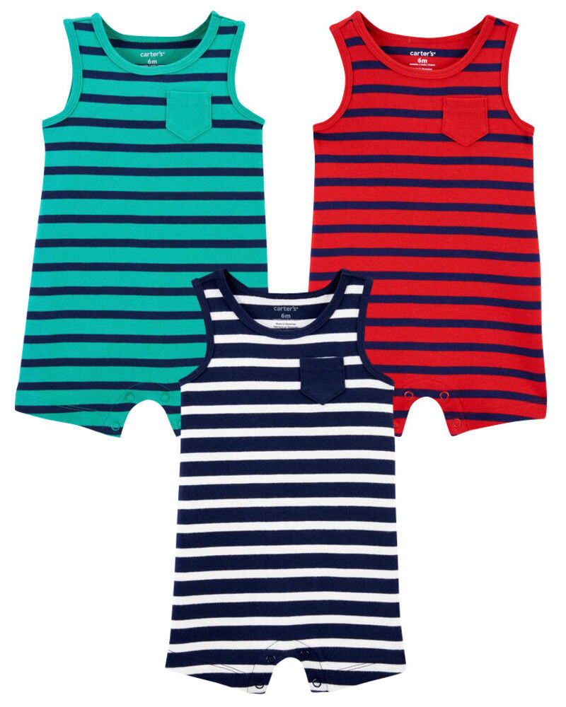 3-Pack Tank Rompers | Carter's