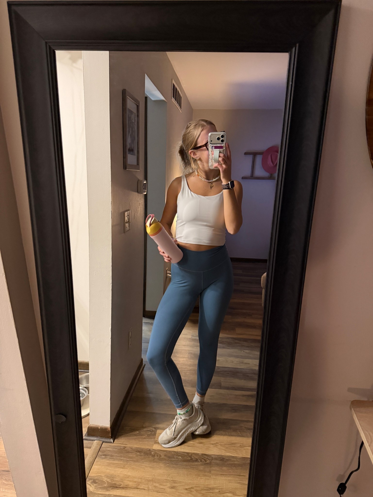 Wednesday’s cardio & core workout fit — 04.01.26 🏃🏼‍♀️💨

white Old Navy tank top: Medium
blue Amazon leggings: Small
white New Balance shoes: 9
*socks are Old Navy

Everything is TTS :)

Love these Amazon leggings.. soooo buttery soft & don’t move when I workout & perfect for all workouts-pilates, cardio, strength conditioning, etc. 🤌🏻 🩵

Amazon leggings, Amazon style, Amazon fashion, blue leggings, comfy leggings, workout outfits, Old Navy tank tops, Old Navy activewear, Old Navy powersoft, New Balance shoes, white running shoes, outfit of the day

#LTKootd #LTKActive #LTKfitnessgoals