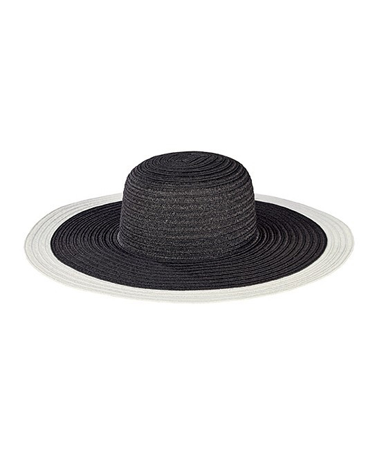 San Diego Hat Company Women's Sunhats BLACK/WHITE - Black & White Color Block Floppy Hat | Zulily
