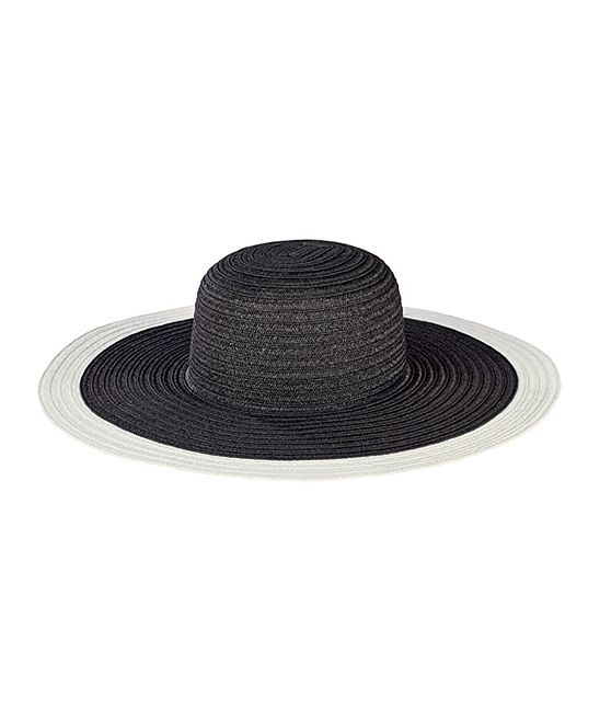 San Diego Hat Company Women's Sunhats BLACK/WHITE - Black & White Color Block Floppy Hat | Zulily