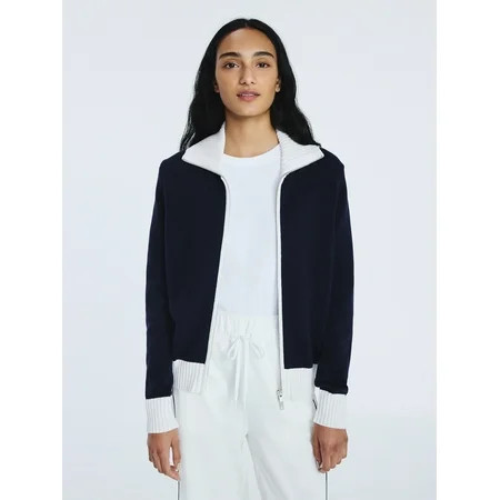 Free Assembly Women's Zip Front Sweater with Long Sleeves, Midweight, Sizes XS-XXL | Walmart (US)