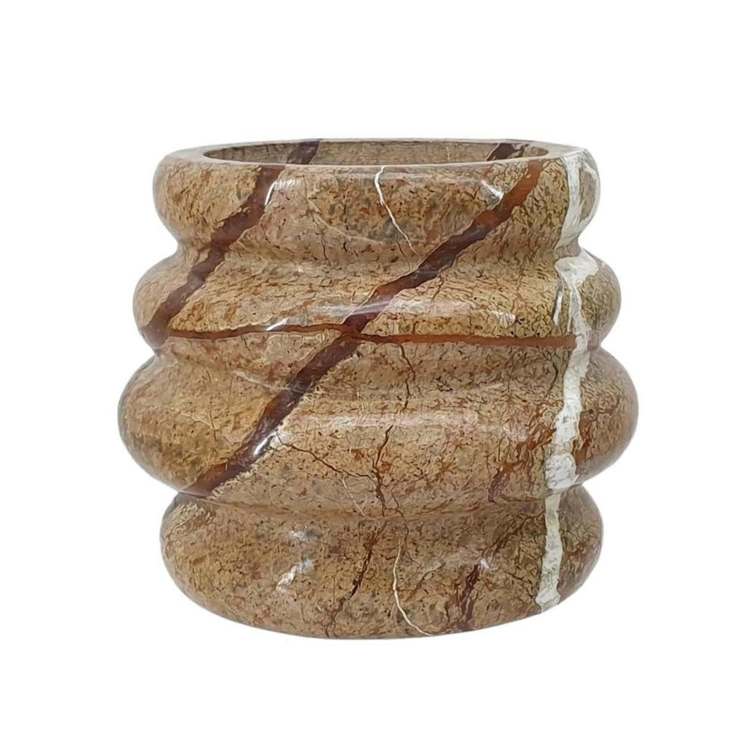 Natural Brown Short Marble Flower Vase Contemporary Accent Vase for Living Room Entryway Tabletop... | Amazon (US)