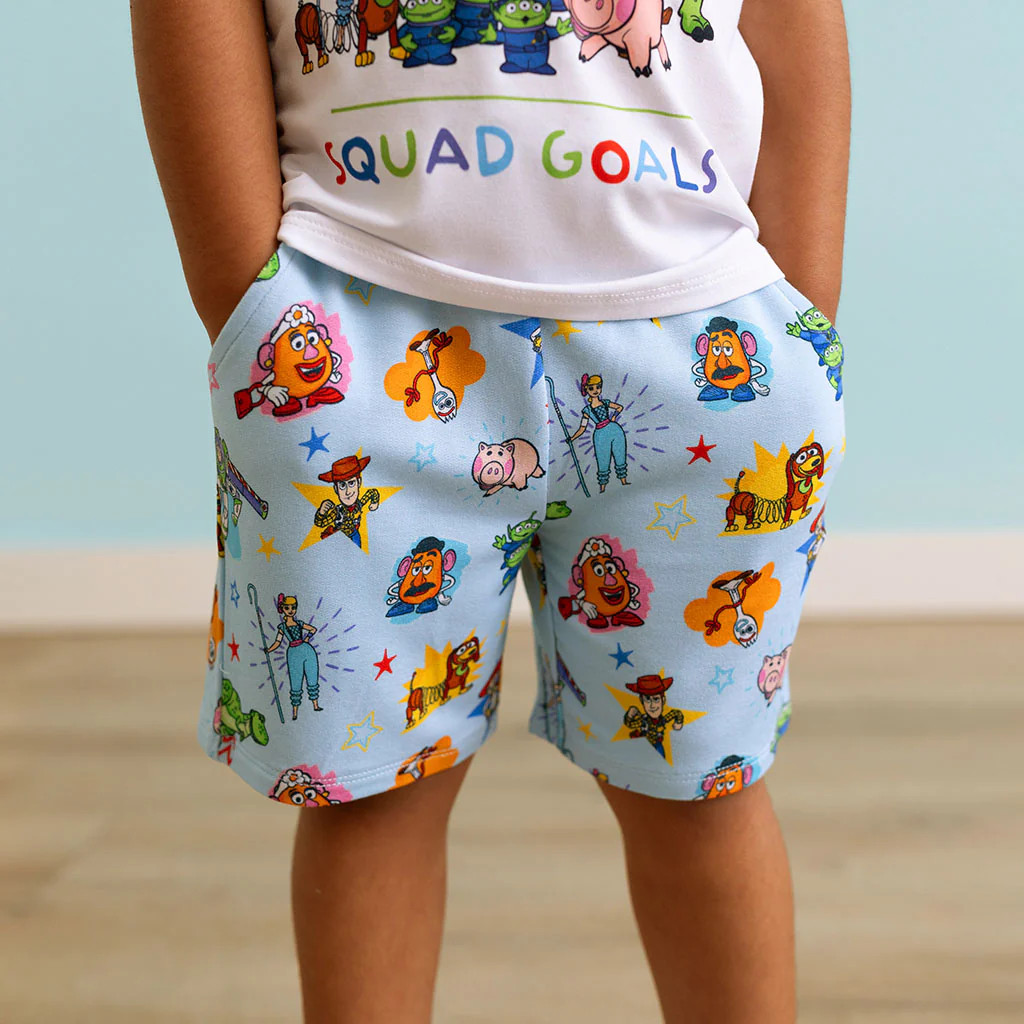 Character Blue Relaxed Disney Toy Story Time French Terry Shorts | Posh Peanut\u00ae | Posh Peanut