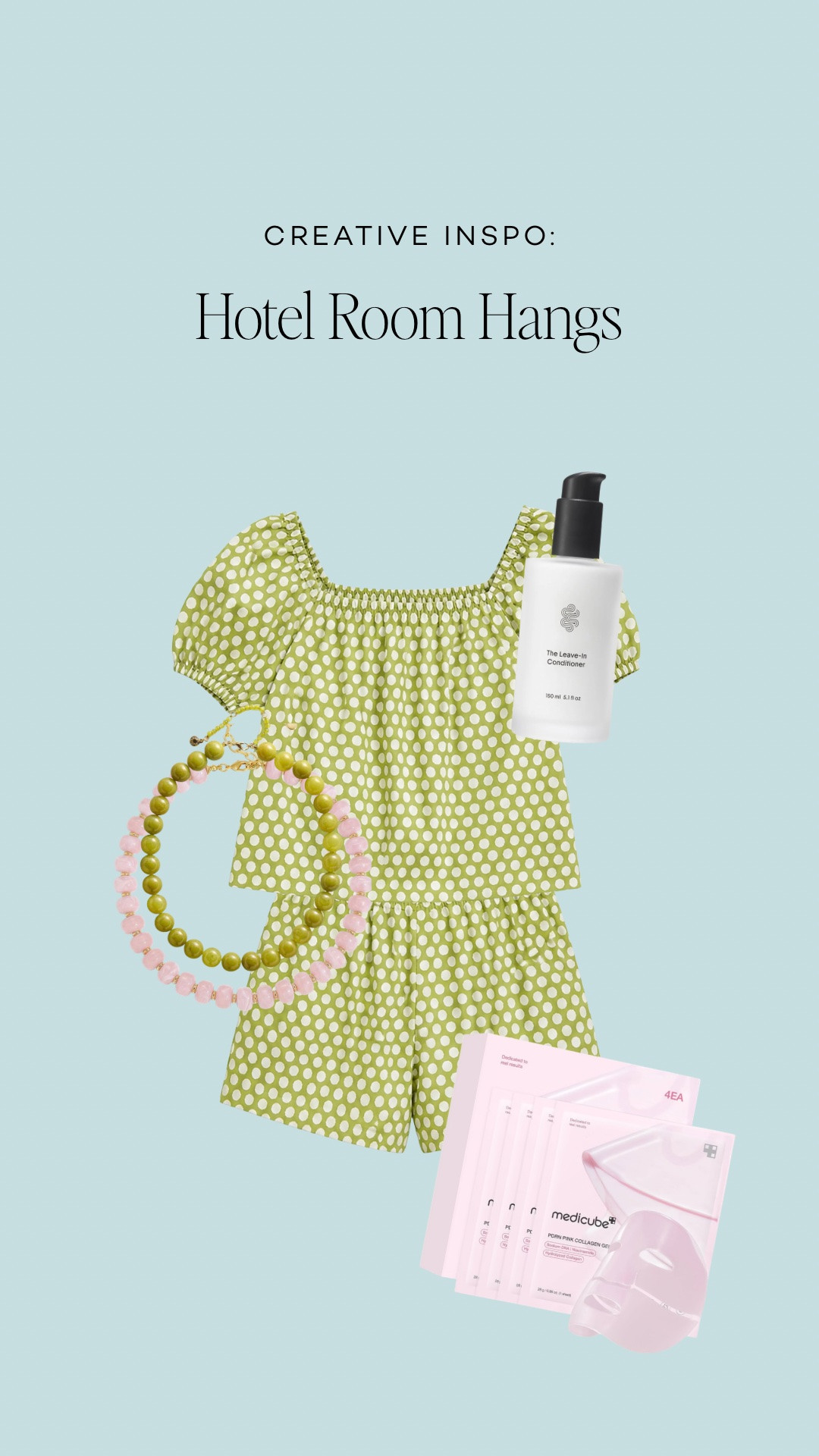 Girls’ trip hotel-room essentials 💚 A cute matching lounge set, colorful jewelry, leave-in conditioner, and a hydrating face mask—the perfect lineup for getting ready, winding down, and catching up.

#LTKtravel #GirlsTrip #MatchingSet #LoungewearStyle #TravelBeauty #SelfCareFavorites #LTKFinds