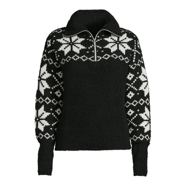 Time and Tru Women's Quarter Zip Sweater - Walmart.com | Walmart (US)