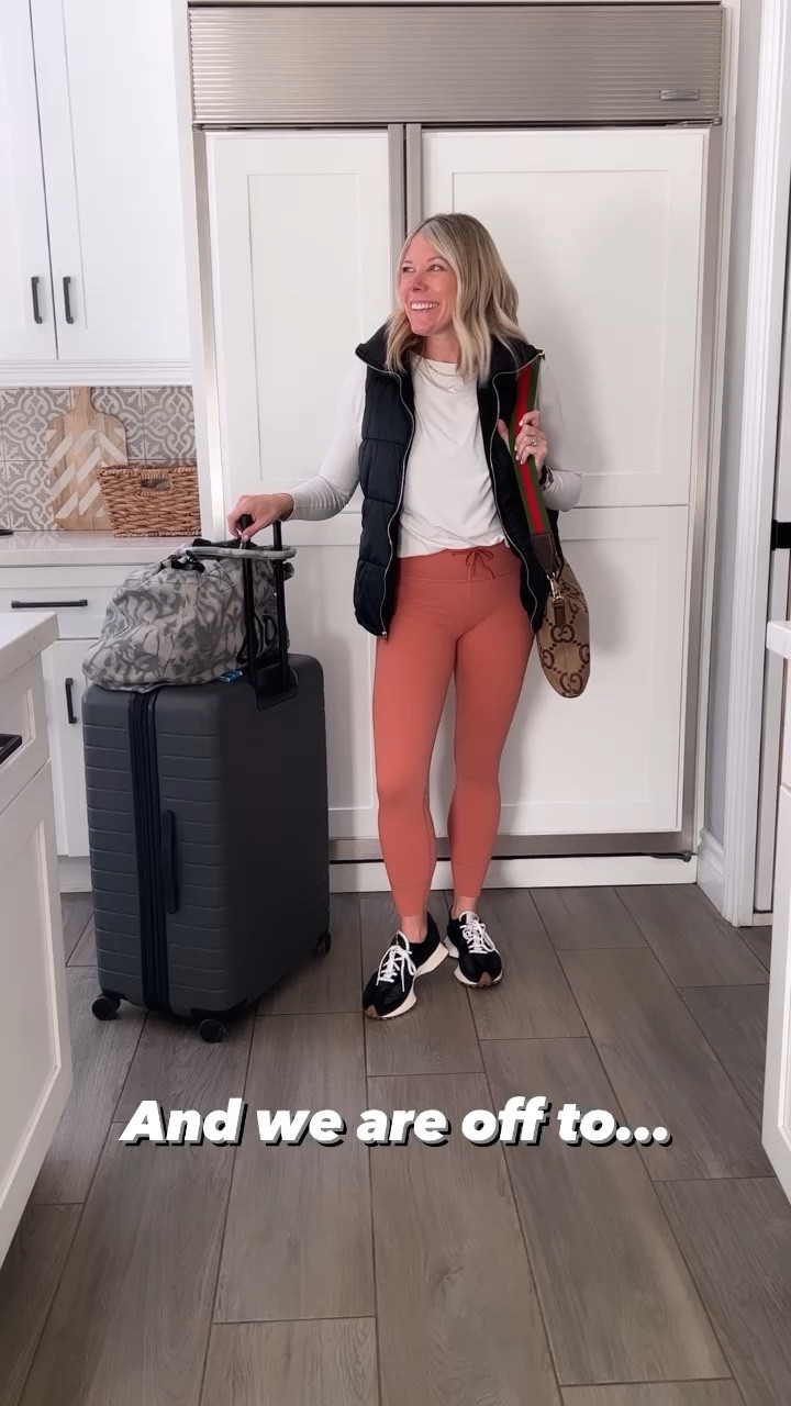 Travel outfit Disney outfit Vuori lululemon leggings new balance black vest belt bag Fanny pack carryon bag 

Size small Vuori leggings on sale, 4 lululemon top, XS/S lululemon sweatshirt, 

#LTKstyletip #LTKtravel #LTKSeasonal