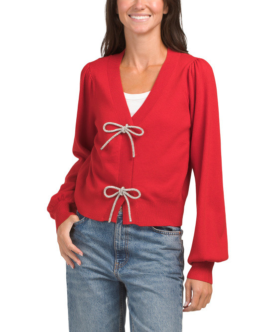 Rhinestone Bow Cardigan | TJ Maxx
