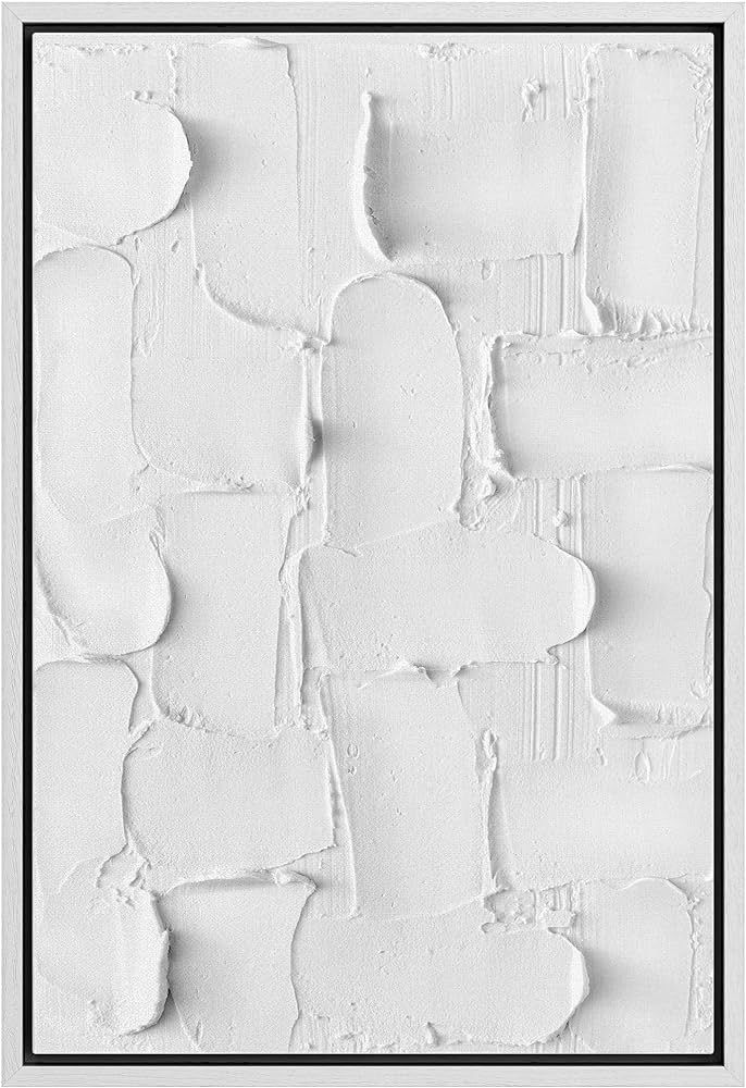SIGNWIN Framed Canvas Print Wall Art Textured White Paint Stroke Collage Abstract Geometric Illus... | Amazon (US)