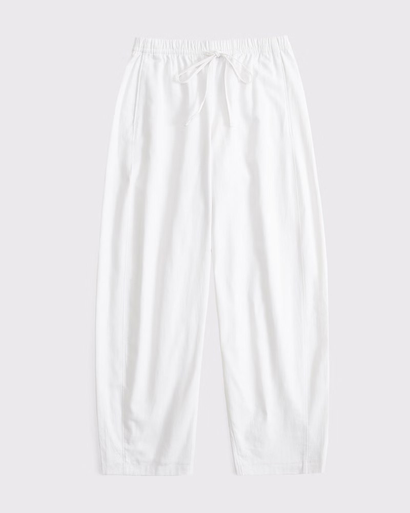 Abercrombie & Fitch Women's Linen-Blend Barrel Pull-On Pant in White - Size XXS LONG | Abercrombie & Fitch (US)