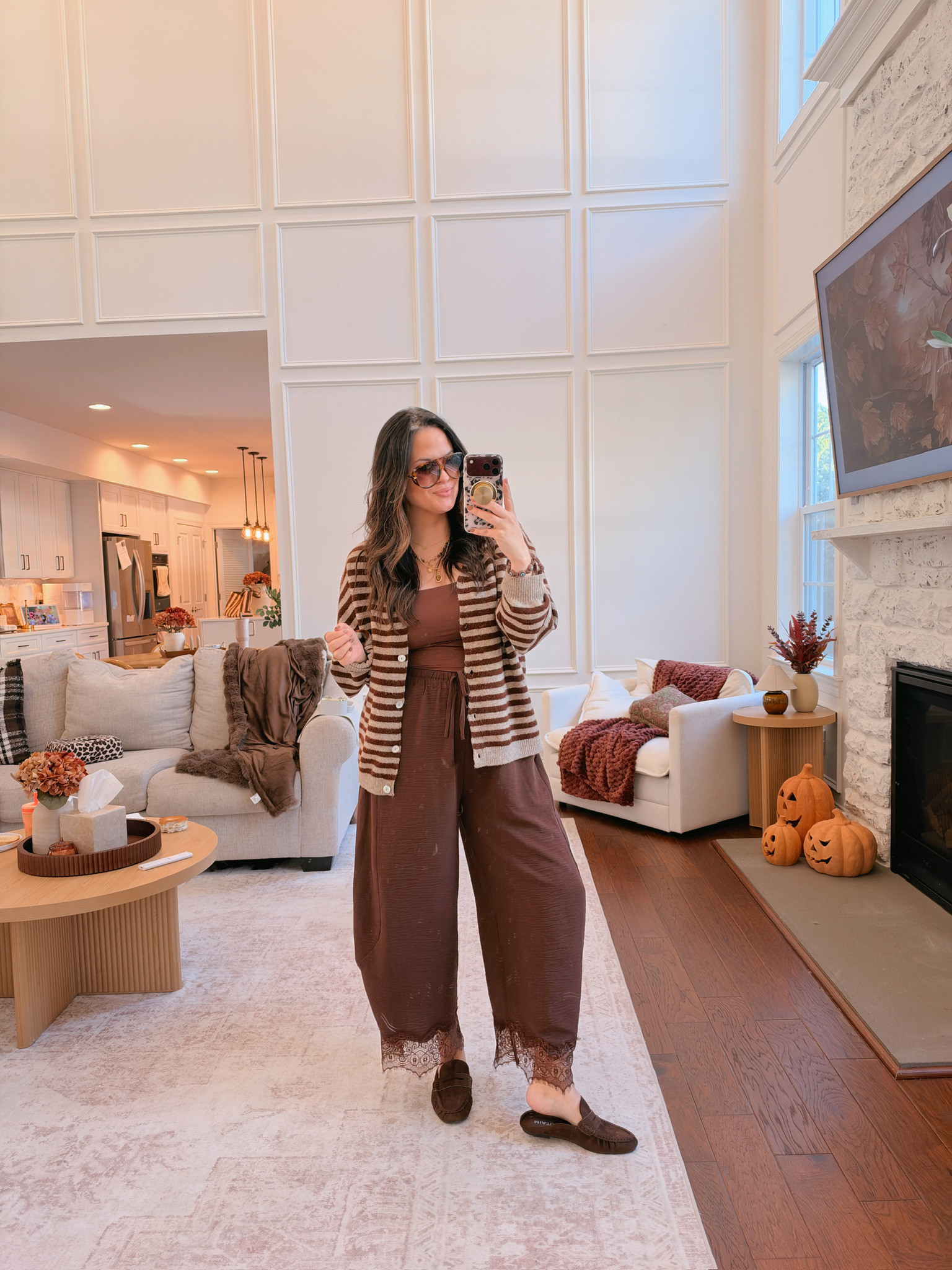 wearing large in the tank, XL in the cardigan and pants 

 #LTKSeasonal #LTKMidsize