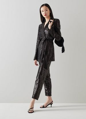 Shimmer Black Sequin Trousers | L.K. Bennett (UK)