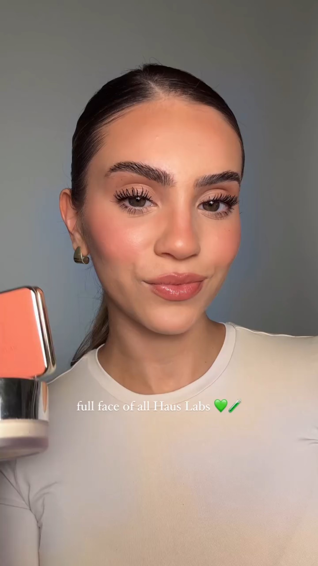 some of the best makeup I own and it’s clean & cruelty free @hauslabs 

VOTE: Are you into clean beauty?!

House labs is clean vegan and cruelty free, everything in this video is also talc free. As someone who suffers from dry skin, I recently learned that can dry out the skin and make conditions like eczema worse.
 
When you are shopping concealer and foundation shades in this brand, their undertone naming conventions are different. For example: “cool” is the yellower golden shades and “warm” refers to rosy undertones. 🤓 

👇 DEETS @hauslabs 
- triclone skin tech foundation (shade 230 light medium cool)
- triclone skin tech concealer (shade 23 light medium golden)
- foundation brush 
- concealer brush 
- glassy lip and cheek blush balm stick (glassy hibiscus)
- color fuse talc free powder blush (pomelo peach)
- bio blurring talc free loose setting powder 
- phd hybrid lip glaze plumping gloss (guava)
- b structural colonizing and lengthening mascara 

#makeuptutorial #hauslabs #fullfaceonebrand #onebrandmakeup #onebrandmakeuptutorial #sephora #satisfyingmakeup #makeupvideos #beautyvideos #makeupreels #beautylover #makeupobsessed #womenwholovemakeup #talcfree #talcfreemakeup #cleanmakeup #veganmakeup #crueltyfreebeauty #crueltyfreemakeup