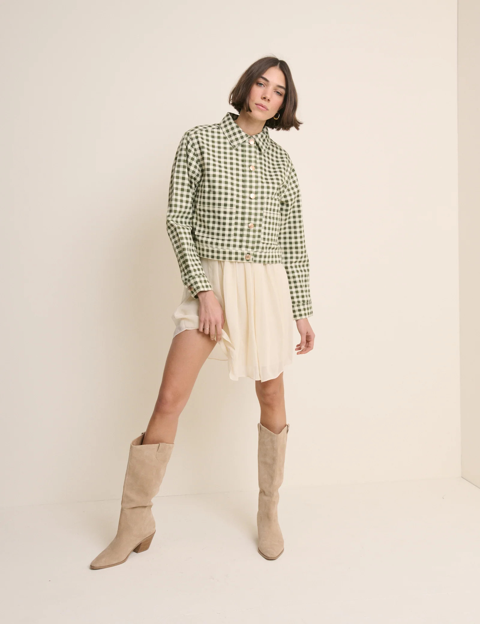 Green Gingham Boxy Jacket | Nobody's Child