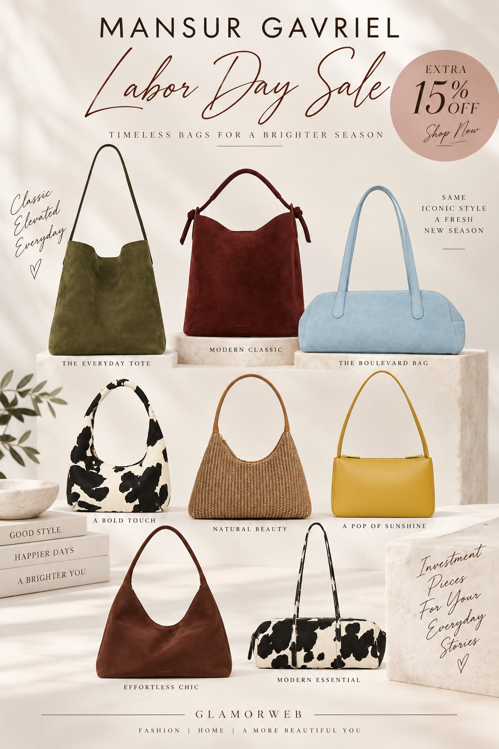 Mansur Gavriel bags on sale and these styles are too good to skip 🤎✨ From chic suede shoulder bags and everyday totes to statement cow print styles and soft neutral favorites, these are such pretty bags for fall outfits, work looks, date nights, travel, and everyday wear. Labor Day sale is happening now with an extra 15% off, so it’s a good time to grab a timeless bag you’ll keep reaching for all season.

#MansurGavriel #LaborDaySale #BagsOnSale #DesignerBags #LuxuryBags #FallBags #FallFashion #ShoulderBag #ToteBag #SuedeBag #BrownBag #EverydayBag #WorkBag #FallAccessories #DesignerHandbags #BagLover #FallStyle #LTKFinds #LTKFashion #FashionFinds 

 #LTKSeasonal #LTKU #LTKSaleAlert