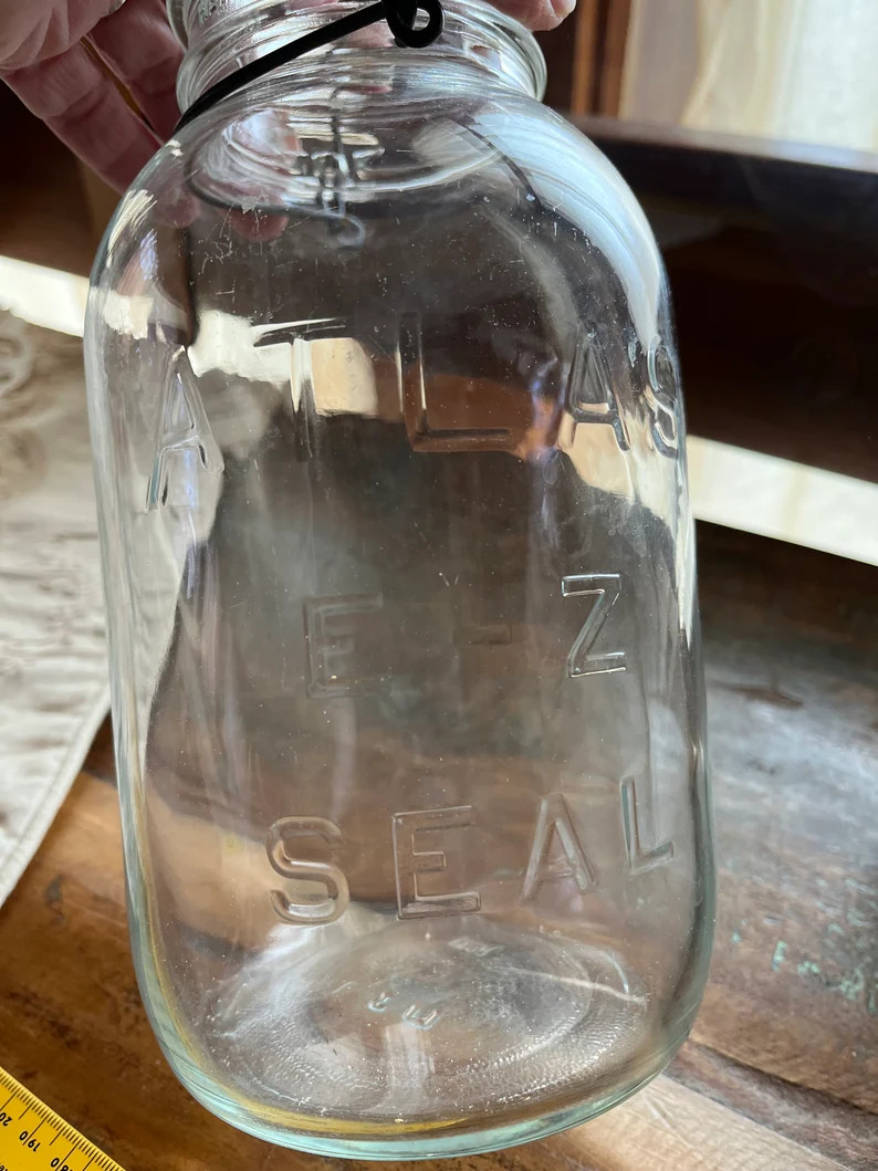 Vintage Atlas Clear Glass E Z Seal Mason Jar, Wire Top, U 3, 1930s, Half Gallon Size | Etsy (US)