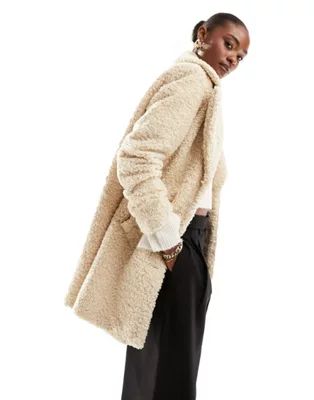 Vero Moda borg coat in cream | ASOS (Global)