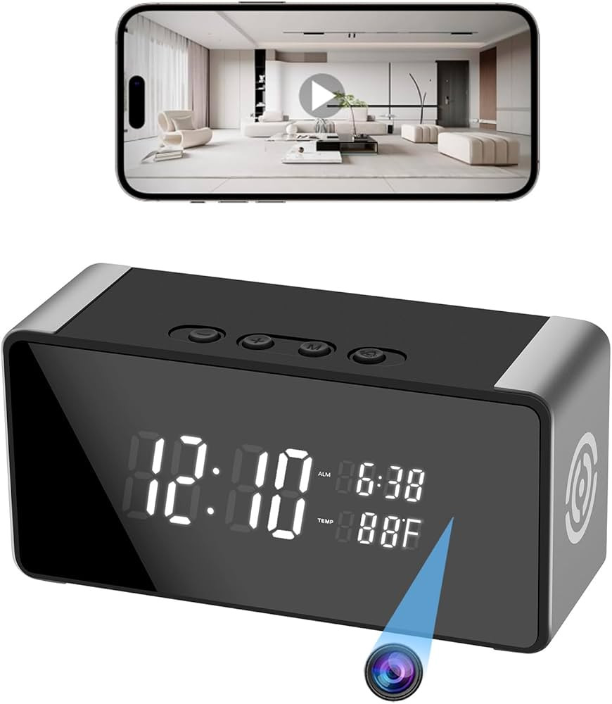 WiFi Hidden Camera Clock - Nanny Cam with 150° Wide-Angle Lens, Night Vision & Motion Detection,... | Amazon (US)