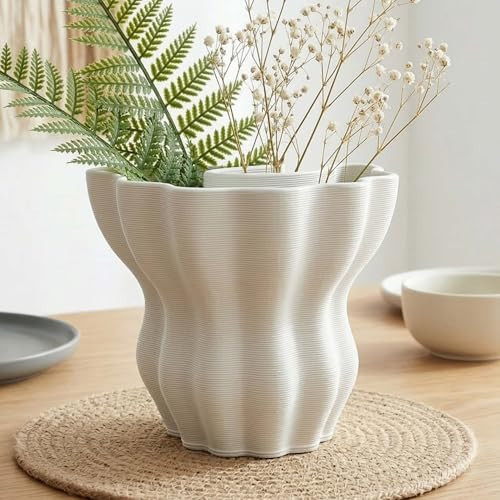 Contemporary White Ceramic Vase, Abstract Irregular Shape Sculptural Accent for Home Decor, Modern Artistic Centerpiece for Coffee Table or Bookshelf | Amazon (US)