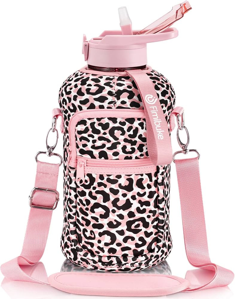 Fimibuke Half Gallon Water Bottle with Sleeve 64 OZ Water Bottle with Handle & Straw Leakproof Mo... | Amazon (US)