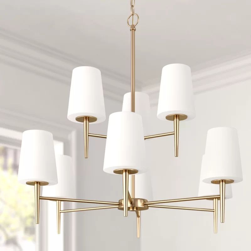 Satin Bronze Victor 9 - Light Shaded Tiered Chandelier | Wayfair North America