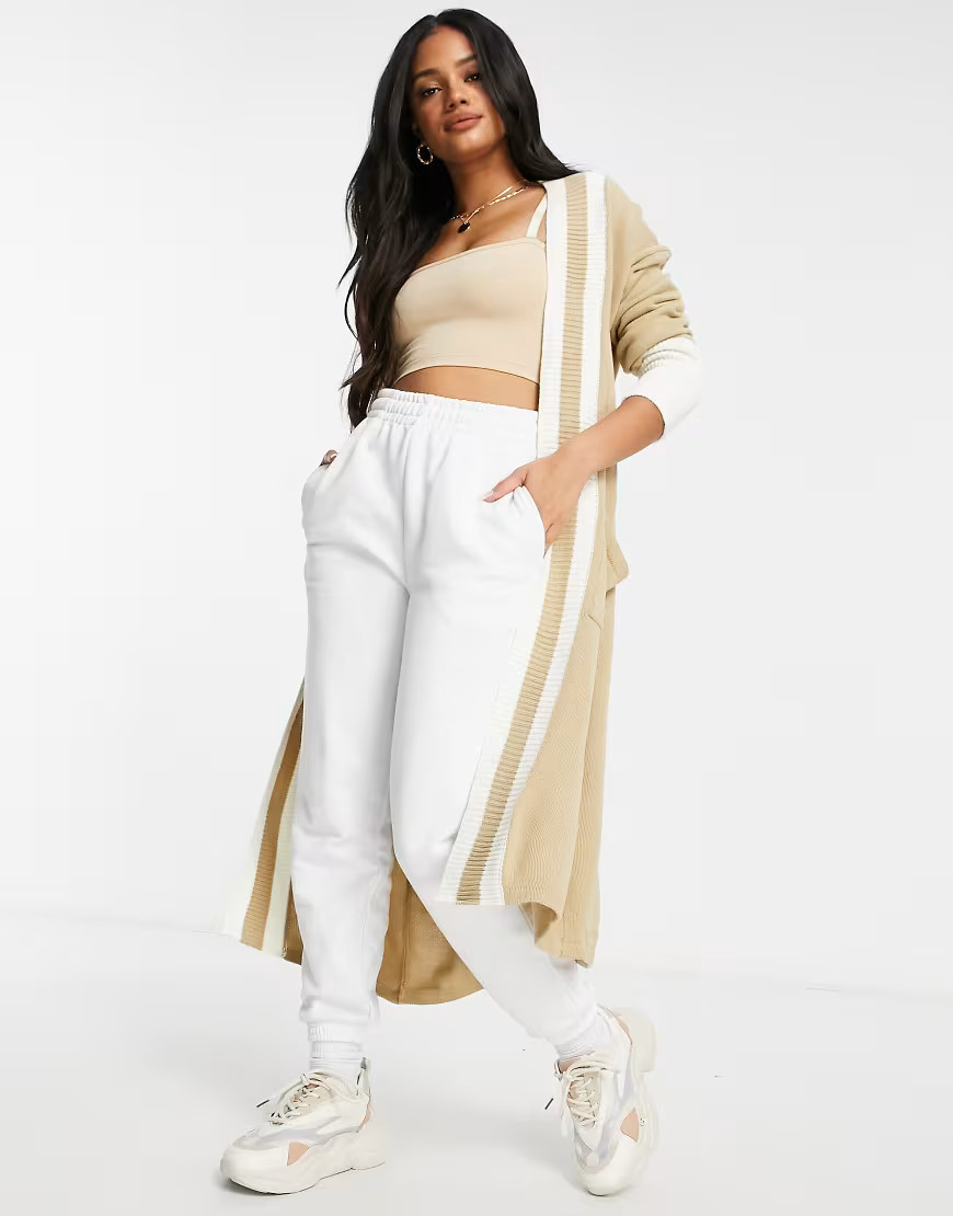 Liquorish maxi cardigan with stripes in beige | ASOS (Global)
