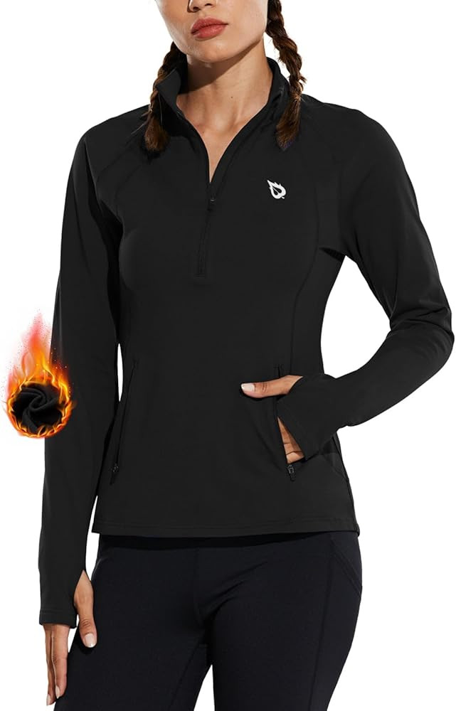 BALEAF Women's Fleece Running Jacket Half-Zip Cold Weather Gear Thermal Shirts Tops Athletic Pull... | Amazon (US)