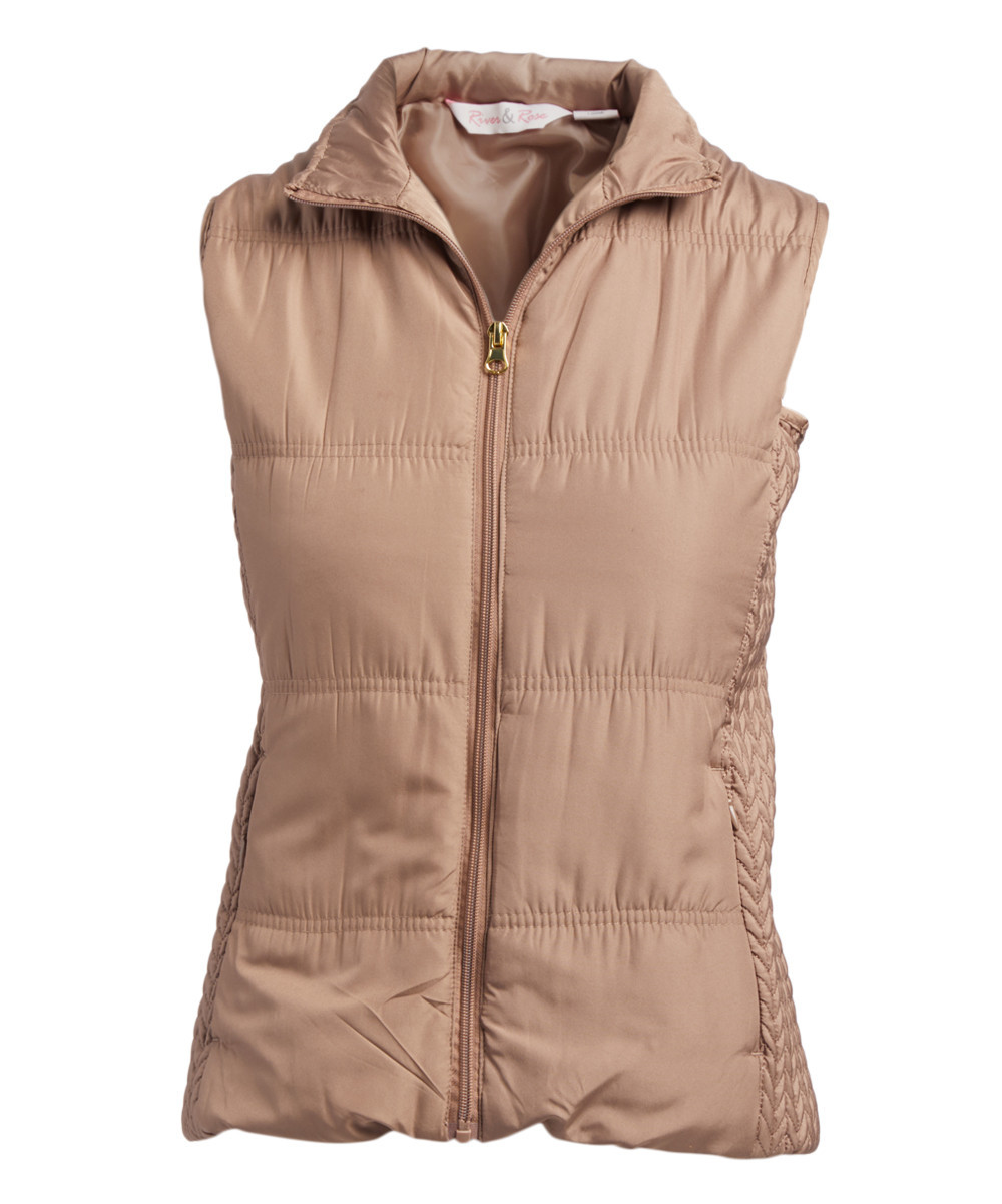 River & Rose Women's Outerwear Vests Toffee - Toffee Taupe Quilted Vest - Women | Zulily